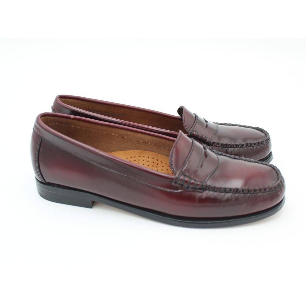 G H Bass Weejuns Penny Loafers Womens 7.5 Red Leather Preppy Classic Shoe